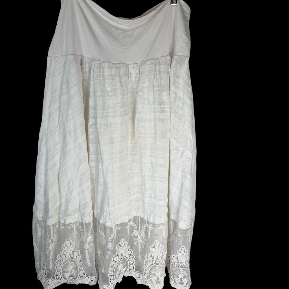 Sundance Womens White Cotton Lace Trim Midiβ Skirt Boho XL SP219